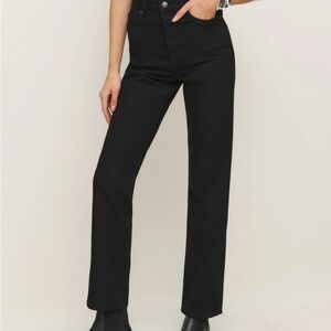Black Cynthia High Rise Straight Jeans